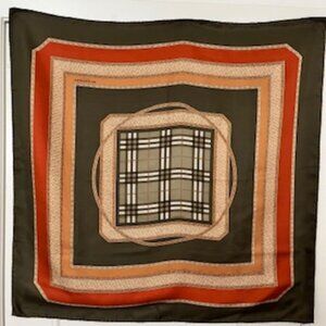 Burberry London 100% Silk Scarf Nova Check  Multi Color  design